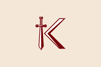 letter k sword vector template logo design