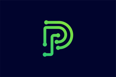 letter p lineart vector template logo design