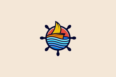 sailing boat vector template logo design