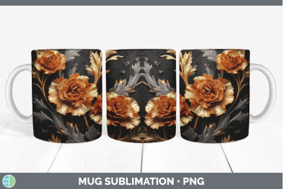 3D Elegant Carnation Flowers Mug Wrap | Sublimation Coffee Cup Design