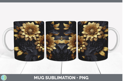3D Elegant Chrysanthemum Flowers Mug Wrap | Sublimation Coffee Cup Des