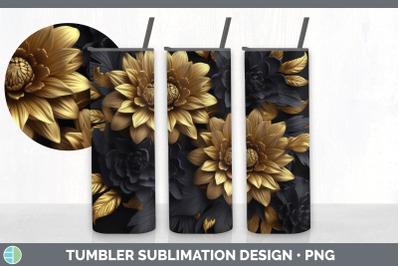 3D Elegant Chrysanthemum Flowers Tumbler | Sublimation 20 oz Skinny Tu