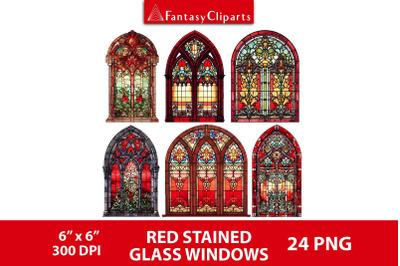 Red Stained Glass Windows Clipart | Red Halloween Clip Art