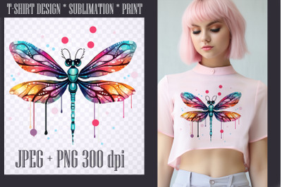 Watercolor Fantasy Dragonfly design PNG/JPEG