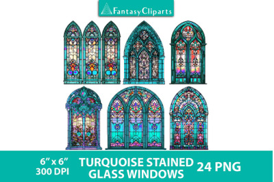 Turquoise Stained Glass Windows Clipart | Halloween Clip Art
