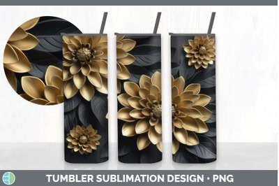 3D Elegant Dahlia Flowers Tumbler | Sublimation 20 oz Skinny Tumbler D