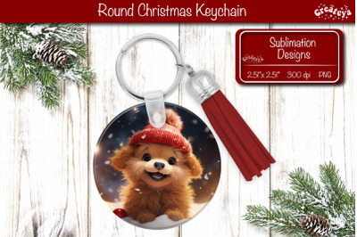 Christmas Keychain Sublimation round Christmas Baby Animals prints PNG