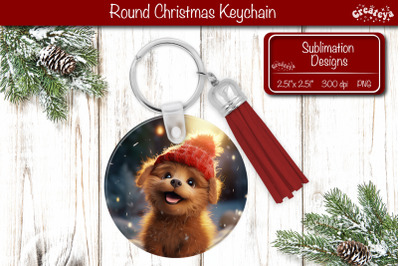 Christmas Keychain Sublimation round Christmas Baby Animals prints PNG