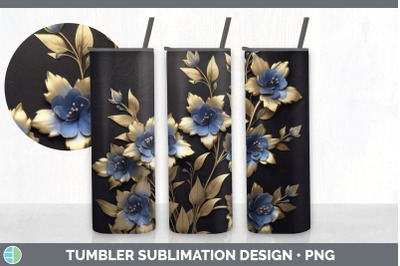 3D Elegant Delphinium Flowers Tumbler | Sublimation 20 oz Skinny Tumbl