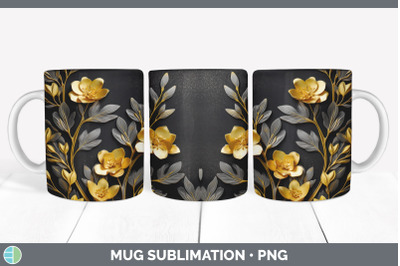 3D Elegant Freesia Flowers Mug Wrap | Sublimation Coffee Cup Design