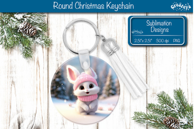 Christmas Keychain Sublimation Bunny Christmas Baby Animals print PN