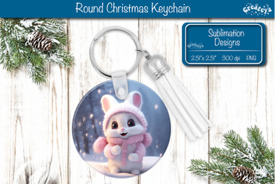 Christmas Keychain Sublimation Bunny Christmas Baby Animals print PNG