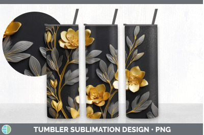 3D Elegant Freesia Flowers Tumbler | Sublimation 20 oz Skinny Tumbler