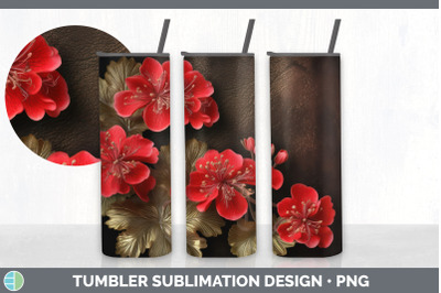 3D Elegant Geranium Flowers Tumbler | Sublimation 20 oz Skinny Tumbler