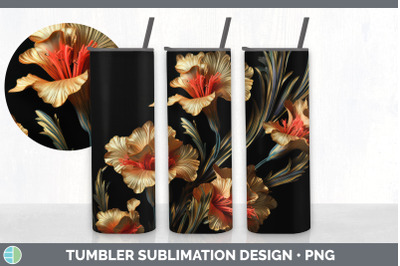 3D Elegant Gladiolus Flowers Tumbler | Sublimation 20 oz Skinny Tumble