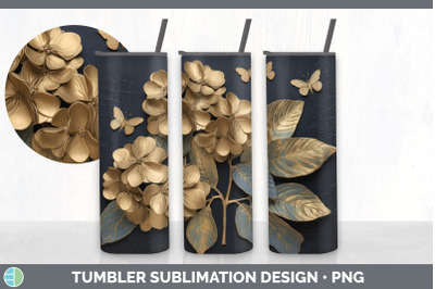 3D Elegant Hydrangea Flowers Tumbler | Sublimation 20 oz Skinny Tumble