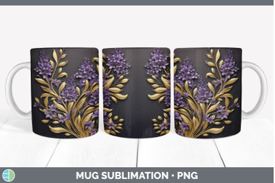 3D Elegant Lavender Flowers Mug Wrap | Sublimation Coffee Cup Design