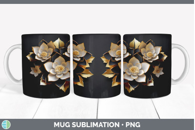 3D Elegant Lotus Flowers Mug Wrap | Sublimation Coffee Cup Design