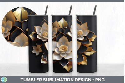 3D Elegant Lotus Flowers Tumbler | Sublimation 20 oz Skinny Tumbler De