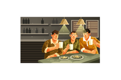 Office Friends Happy Hour Illustration