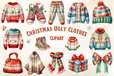 Vintage Christmas Ugly Clothes Clipart Collection