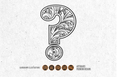 Exquisitely classic ornamental question mark illustrations silhouette