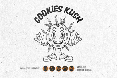 Delicious cute cookies marijuana kush character