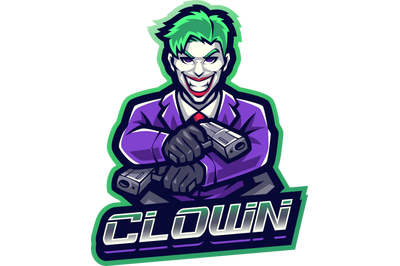 Clown gunner esport mascot logo design
