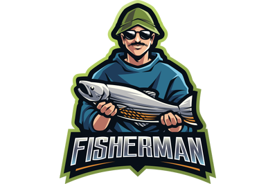 Fisherman esport mascot logo design