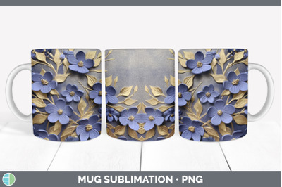 3D Elegant Periwinkle Flowers Mug Wrap | Sublimation Coffee Cup Design