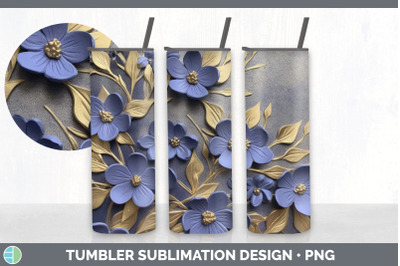 3D Elegant Periwinkle Flowers Tumbler | Sublimation 20 oz Skinny Tumbl