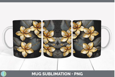 3D Elegant Plumeria Flowers Mug Wrap | Sublimation Coffee Cup Design