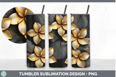 3D Elegant Plumeria Flowers Tumbler | Sublimation 20 oz Skinny Tumbler