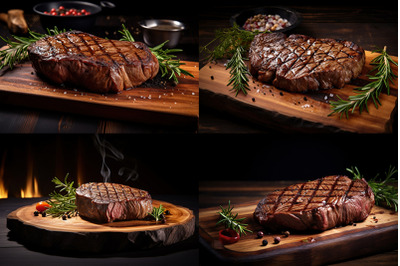 beef steak on the dark wooden surface