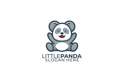 cute baby panda vector template design logo