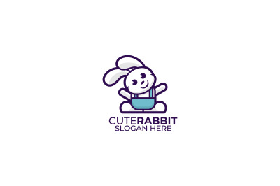 cute rabbit vector template design logo