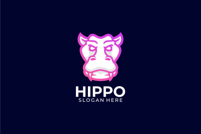 hippo lineart vector template design logo