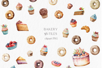 Bakery Watercolor Clipart PNG