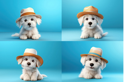 Cute White Dog and Coboy Hat
