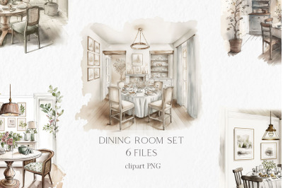 Dining room Watercolor Clipart PNG