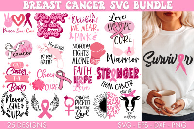 Breast Cancer SVG Bundle PNG Sublimation