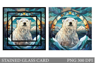 Stained Glass Polar Bear Card. Stained Glass Card Design