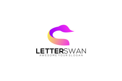 letter c swan vector template design logo