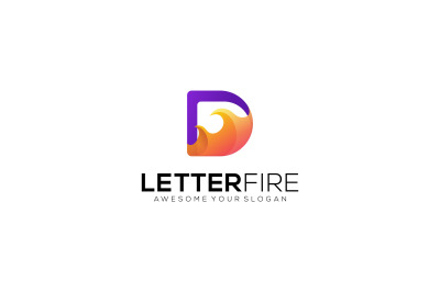 letter D fire vector template design logo