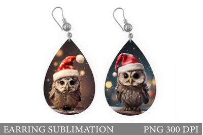 Christmas Owl Teardrop Earring. Owls Teardrop Earring Design