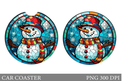 Snowman Car Coaster Design. Stained Glass Car Coaster