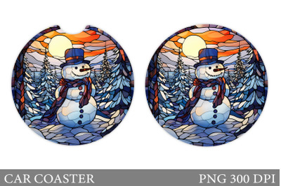 Snowman Car Coaster Design. Stained Glass Car Coaster