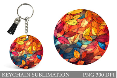 Leaves Round Keychain. Fall Leaves Keychain Design