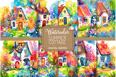 Summer Cottage - Watercolor Digital Papers