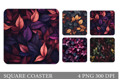 Leaves Square Coaster Design. Fall Leaves Coaster Design